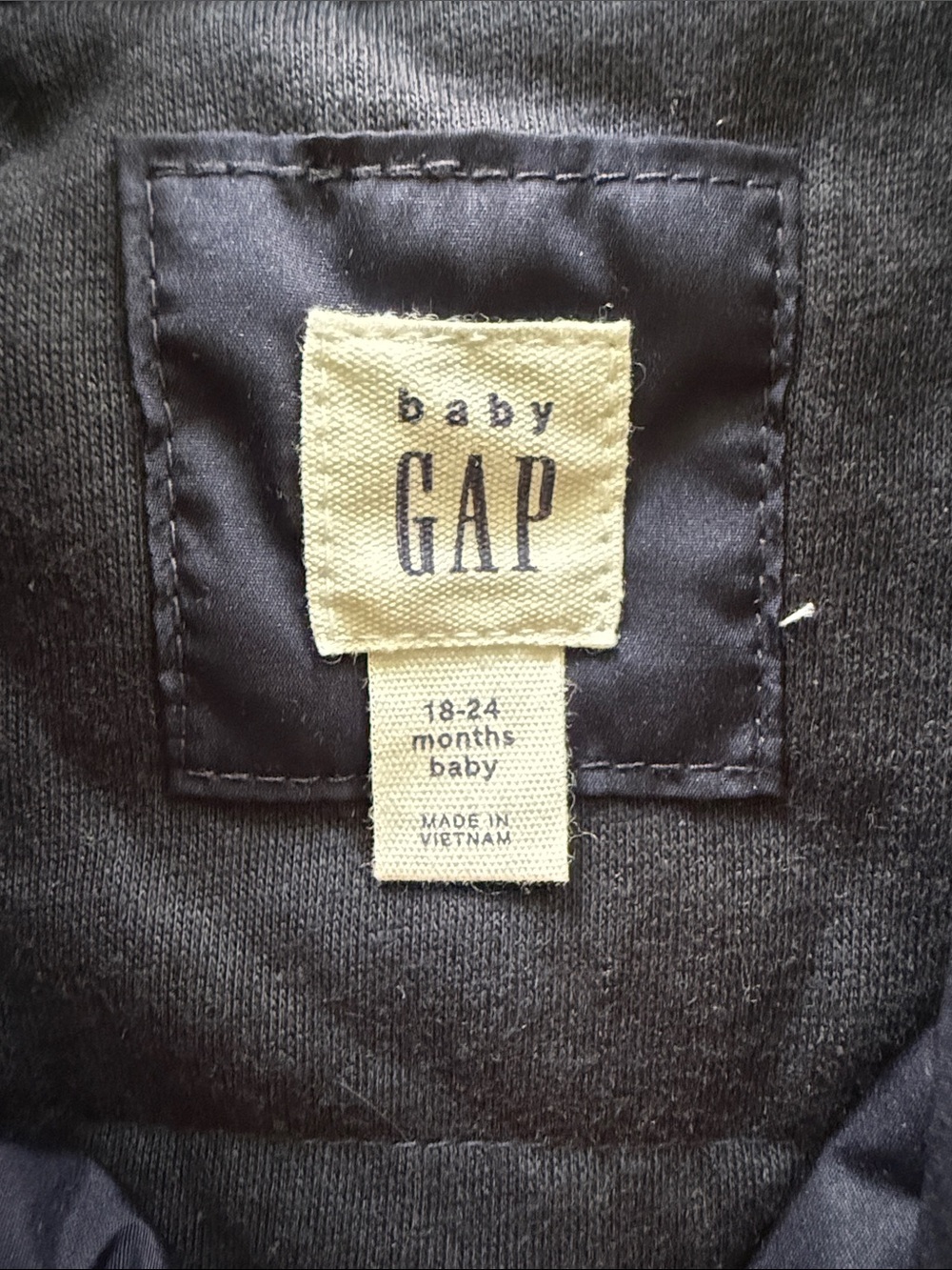 GAP Navy Blue Kids Puffer Bomber Jacket with Striped Trim - Picture 2 of 3